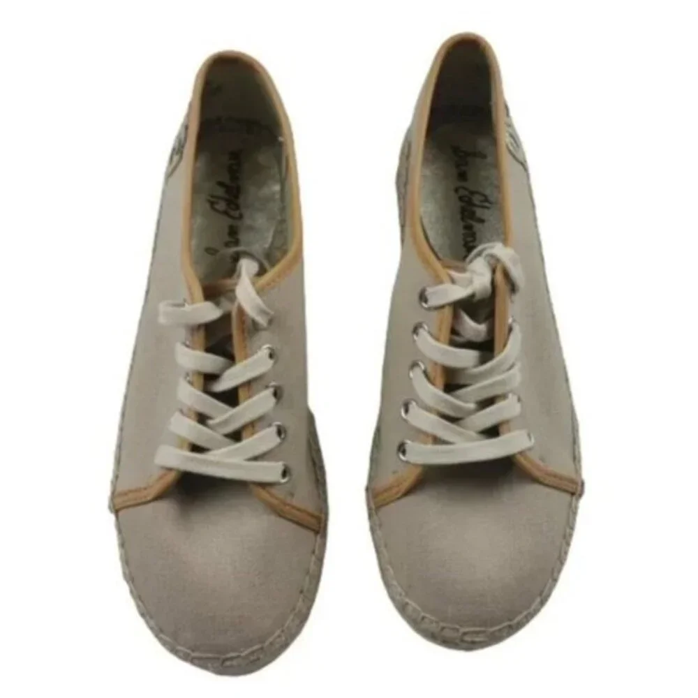 Sam Edelman Canvas Lace Up Espadrille Shoes NWOT Neutral Low Top Casual